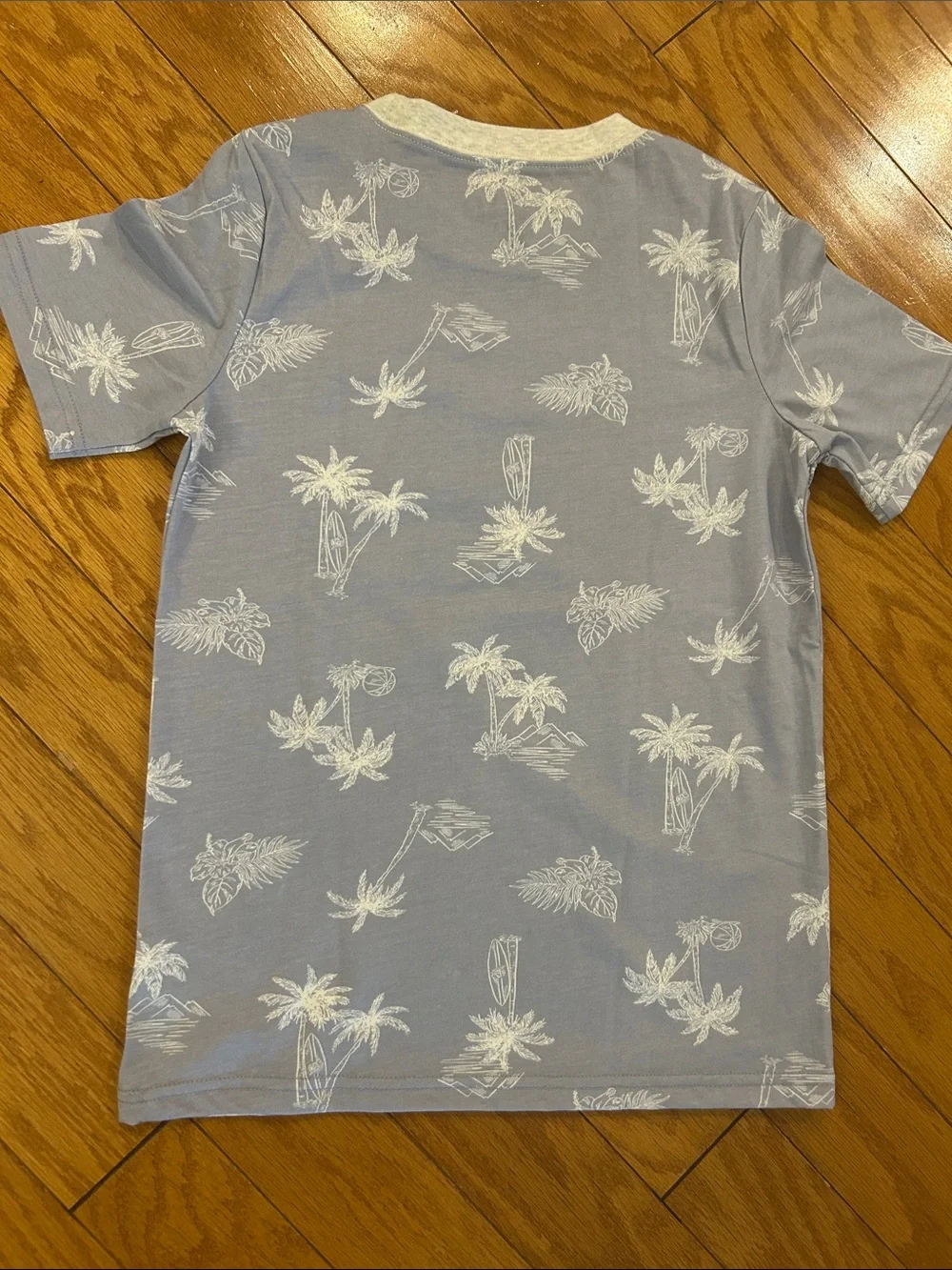 OshKosh B'gosh Light Blue Palm-Print Tee with Pocket